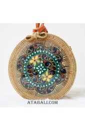 rattan circle bags with wooden hand carving bali